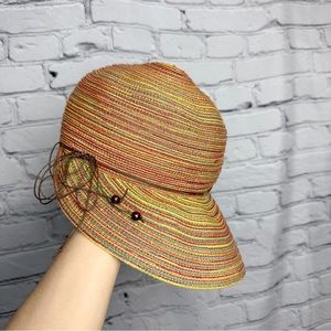 Orange Striped Straw Hat